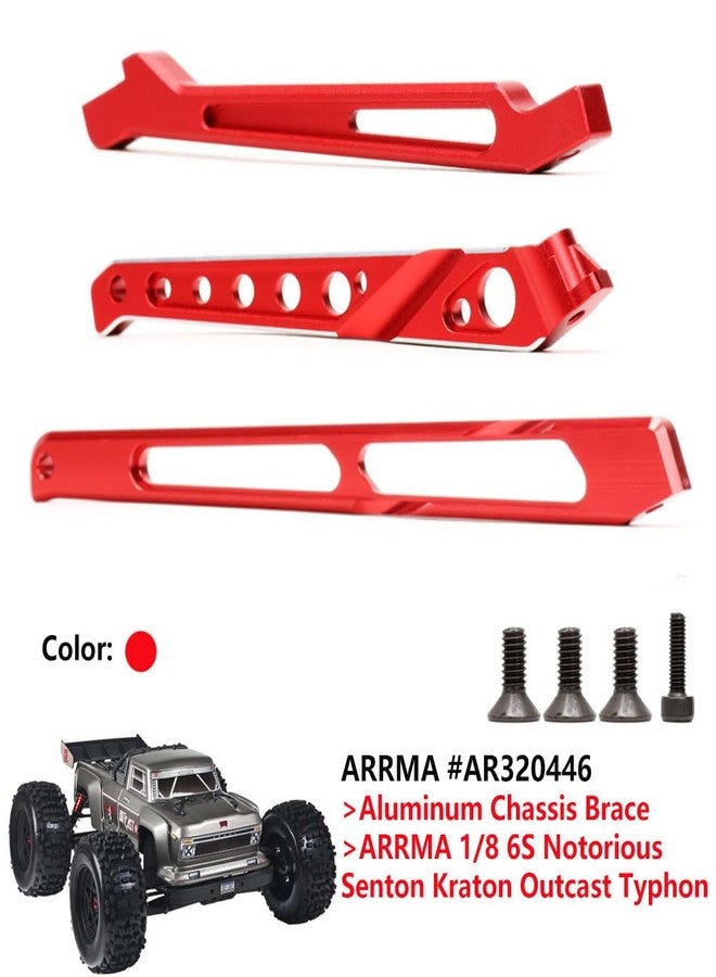 UURCSKY مجموعة دعامات هيكل أمامية وخلفية من الألومنيوم، قطع غيار مُحسّنة لسيارات ARRMA 1/8 KRATON 6S، وNotorious 6S BLX، وOutcast 6S BLX، وTyphon 6S. رقم المنتج: AR320446 ARA320555R (أحمر) - Image 3